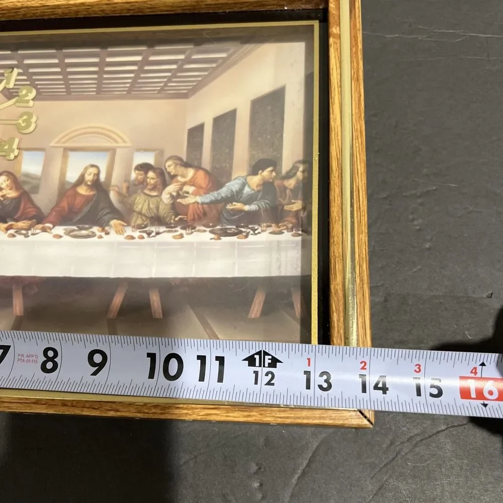 Clock Wall Hanging The Last Supper Shadow Box  Jesus Religious Vintage WORKS